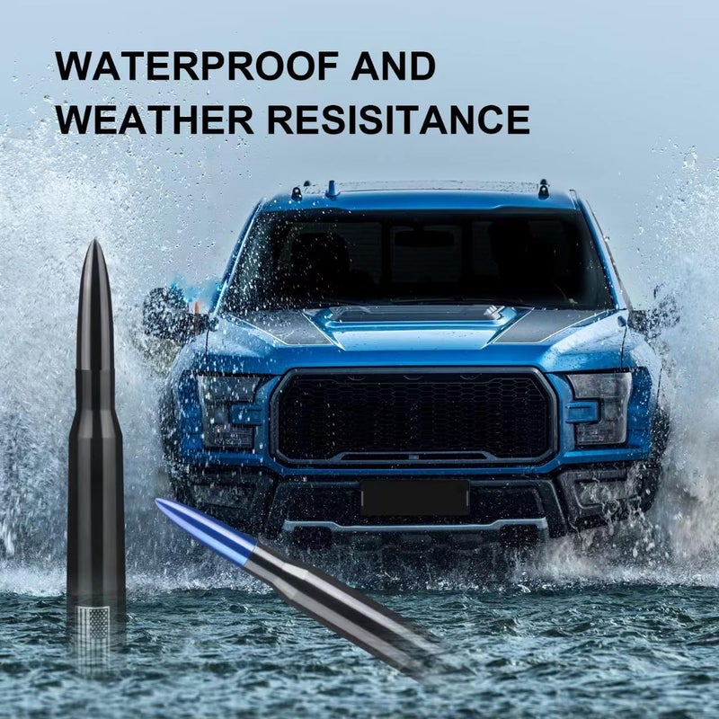 Seprochoo Car Truck Bullet Antenna 50 Cal Bullet Antenna Truck Accessories Universal Replacement for GMC Sierra 1500 Chevy Dodge Ram Silverado 1500 2500 3500 Ford F150 F250 F350 Car Truck Decoration (Black) - Image 4